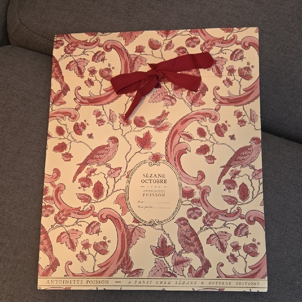 Sezane Gift Bag with Red and Cream Design